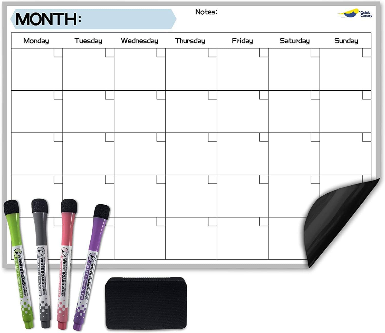 Dry Erase Monthly Calendar for Refrigerator 17x12