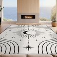 thumbnail image 2 of Design&I 8'x10' Washable Area Rug Extra Large Skid-Resistant Low Profile Black White Celestial Motif with Curved Lines Elegant Design, for Living Room, Family, 2 of 7