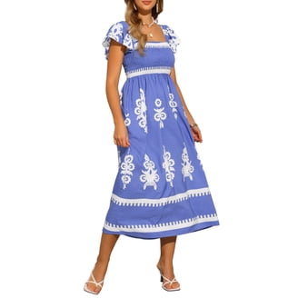 INSPIRE CHIC Women's Summer Casual Short Flutter Sleeve V Neck Elastic  Waist Flowy Polka Dots Dress S Black - Walmart.com