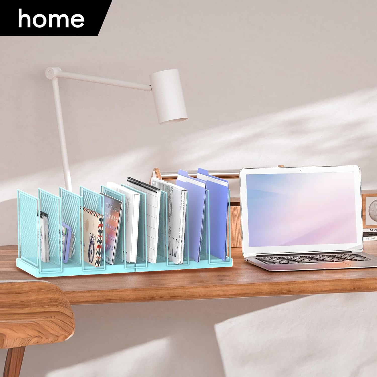 INTIGE Desktop File Sorter, Vertical File Folder, Mail Sorter Organizer, Metal Desktop Paper Folder Organizer