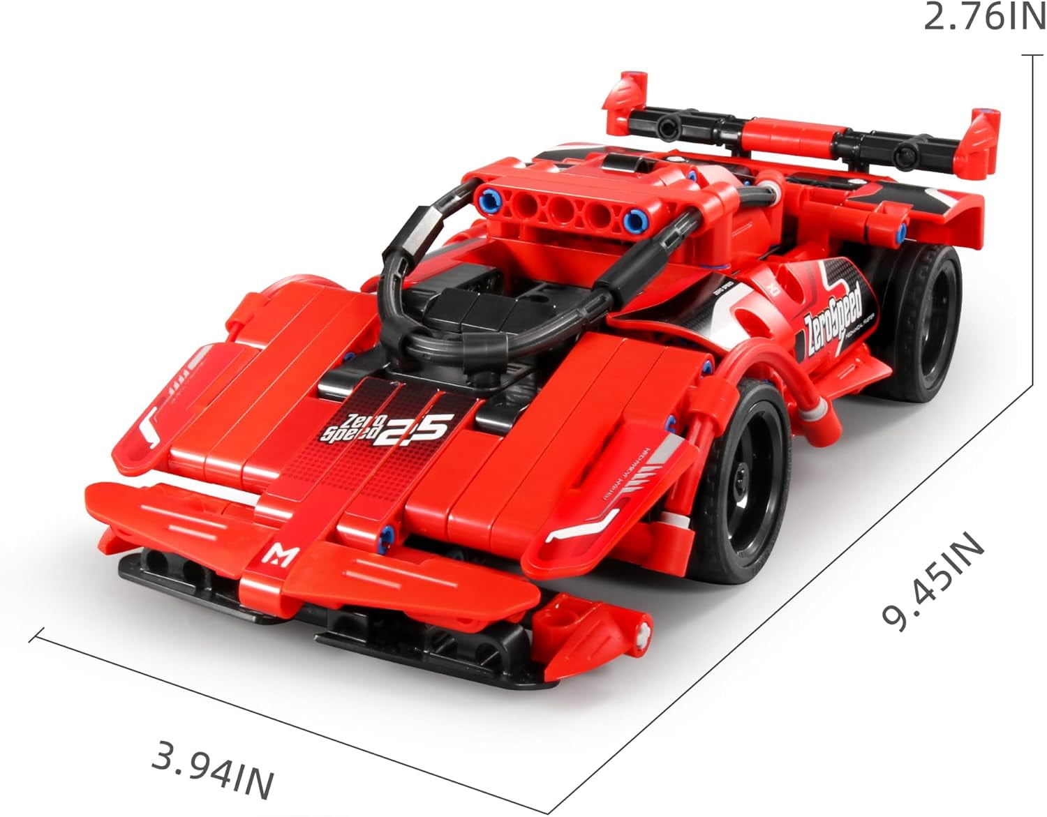 STEM Car Toy Building Toy Gift for Age 6+, Remote Control 2in1 Sports Car Building Block Take Apart Toy, 341 Pcs DIY Building Kit, Learning Engineering Construction R/C Toys