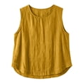 thumbnail image 4 of Oversized Linen Cotton Tank Tops for Women 2026 Summer Casual Comfy Sleeveless Shirts Loose Lightweight Gauze Blouses Yellow XL, 4 of 5