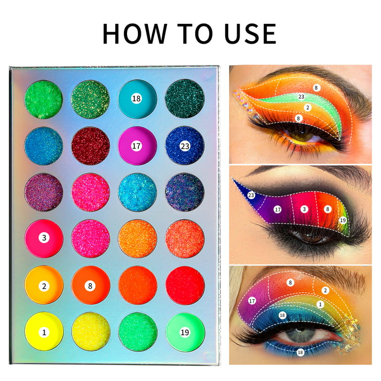 ecofavor Water Activated Eyeliner, UV Glow Neon Cake Paint, 10 Bright Color in 5 Cake Hydra Eye Liner,UV Glow Blacklight Luminous Body Face Makeup
