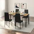 thumbnail image 4 of 3-Piece Kitchen Table Set for 2, with 2 Upholstered PU Leather Chairs, for Small Space Dining Room & Apartment, Retro, 4 of 9
