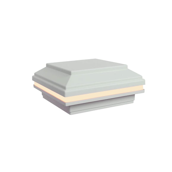 Tru-Scapes 4.5” Capuchon de Poteau de Pont à Basse Tension en Composite LED (Convient Uniquement à un Poteau Trex Transcend) (Blanc) (Pas Solaire) - Fonctionne avec le Système Trex LightHub Plug N Play