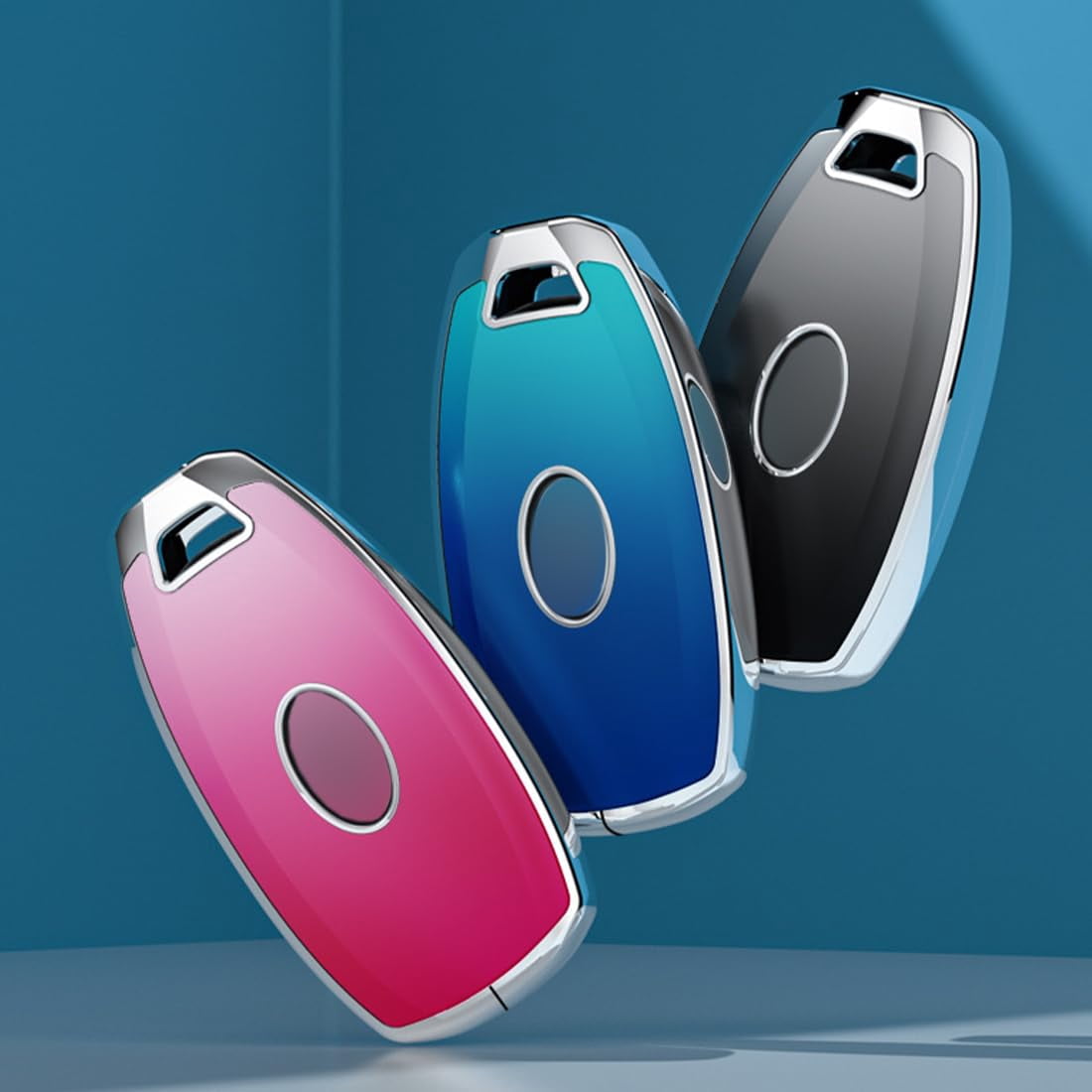 Zinc Alloy Gradient Glass Back Cover Key Fob Case Holder Shell Accessories Compatible for Hyundai Elantra Ioniq Sonata Tucson Elantra GT Keyless Entry Smart Key Case