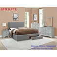thumbnail image 4 of Stylish Modern Ash Grey Polyfiber Queen Size Bed 1pc Bedframe Master Bedroom Furniture Storage Footboard Upholstery Headboard, 4 of 7