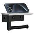 thumbnail image 5 of Wall Mount Toilet Paper Holder With Natural Marble Shelf Tissue Storage Holder In Matte Black, 5 of 9
