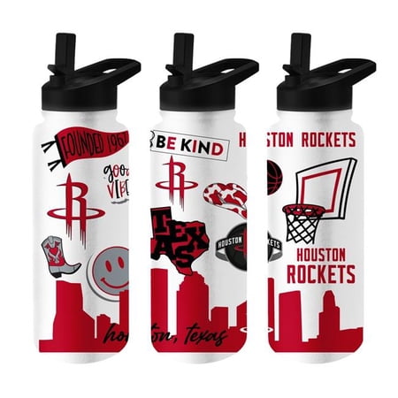 Logo Brands 710-S34QB-63 Houston Rockets 34 oz Native Quencher Bottle