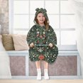 thumbnail image 7 of FORMRS Wearable Blanket Hoodie with Sleeves for Kids Cozy Flannel Sweatshirt, Green Flowers Pattern, 7 of 7
