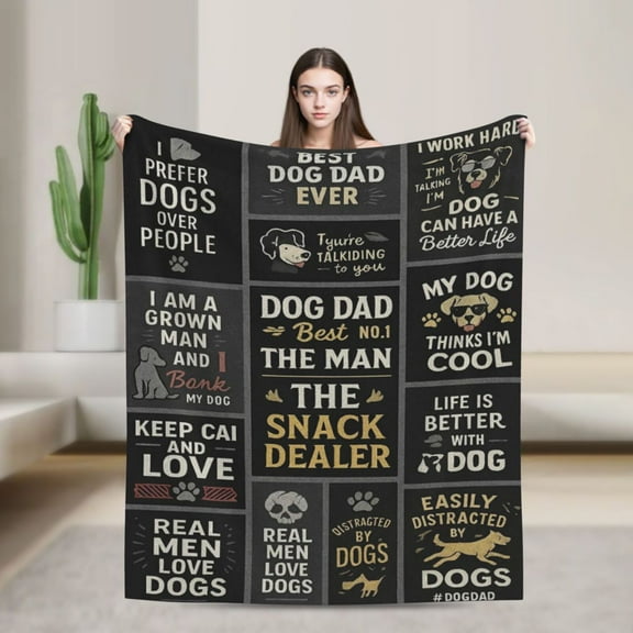 Fathers Day Dog Dad Gifts for Men, Dog Lover Gifts Ideas for Men Throw Blanket , Best Present for Puppy Dads, Present from Puppy to Dad 50x40