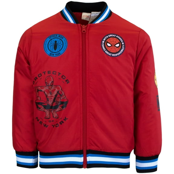 Marvel Superheroes Characters Boys Bomber Jacket, Spider-Man (Sizes 4-18)