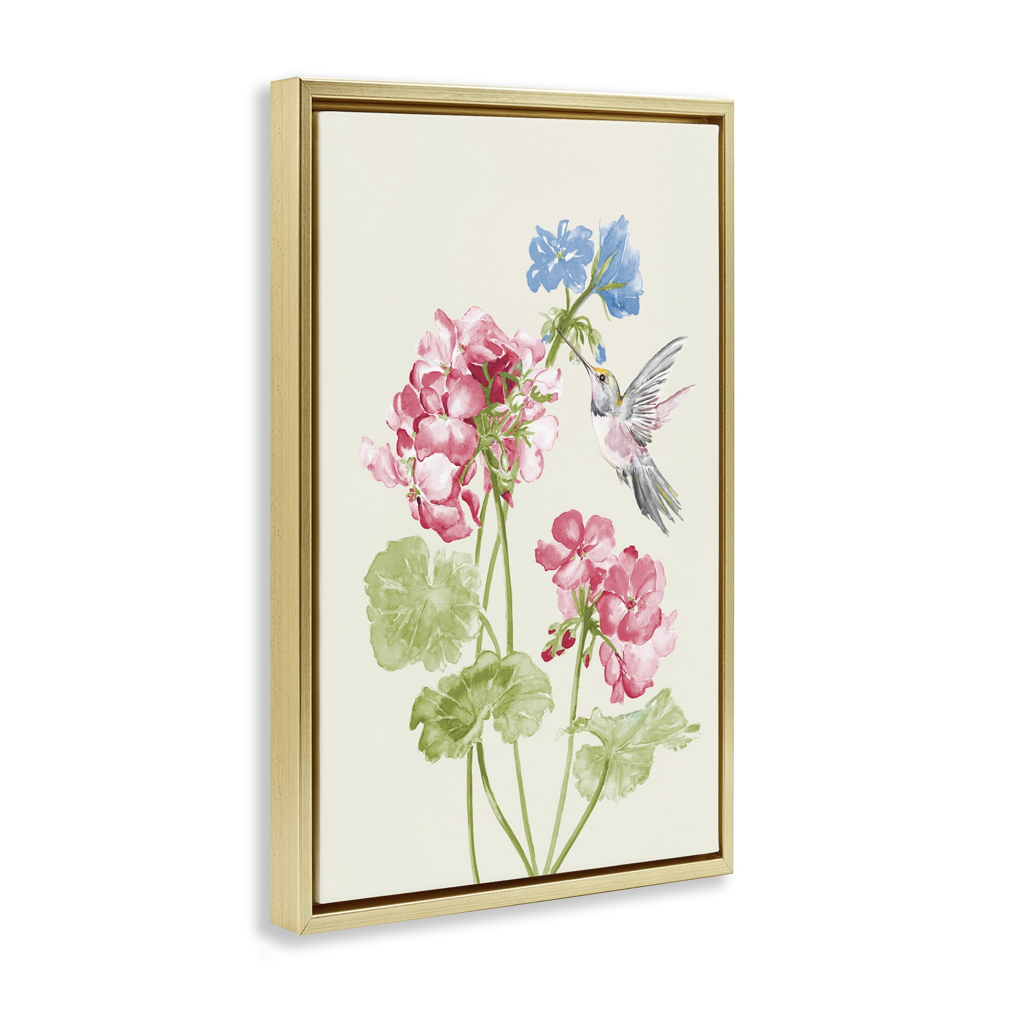 Stupell Industries Geraniums In Bloom Botanical & Floral Painting Gold Floater Framed Art Print Wall Art, 21 x 31