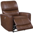 thumbnail image 3 of JERFIT Modern Power Recliner Chair with USB Port, Saddle Brown Upholstered Leather Recliner for Living Room, Small Space, 3 of 10