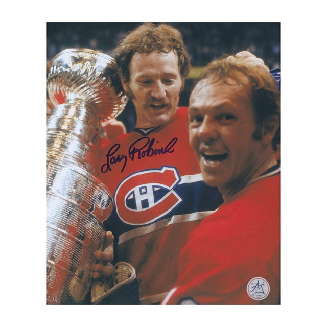 Larry Robinson Photo 8x10 de la Coupe Stanley des Canadiens de Montréal Signée