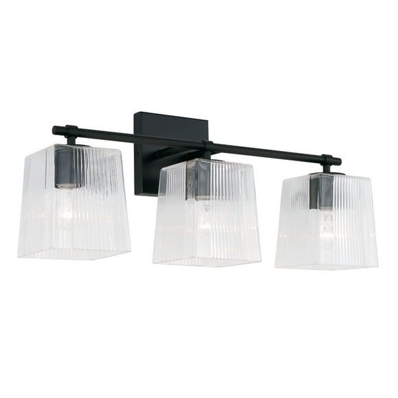 Capital Lighting Lexi 3-Light Matte Black Fluted Glass Bath Vanity Light