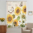 thumbnail image 2 of Yellow Sunflowers Sheer Curtains 96" Long, Country Farm Butterfly Flower Light Beige Light Filering Curtains, Privacy Drapes Simi Floor to Veiling Curtain for Living Room Large Window Treatment, 2 of 9