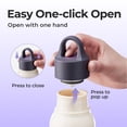 thumbnail image 4 of CAROTE 2-Pack Insulated Water Bottles with One-Click Lids, Stainless Steel Interiors, Built-In Infusers and Carry Loops for Gym, Travel and Daily Use, Blue and Purple, 4 of 9