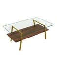 thumbnail image 6 of Rectangle Coffee Table, Tempered Glass Tabletop with Gold Metal Legs, Modern Table for Living Room , Transparent Glass, 6 of 10