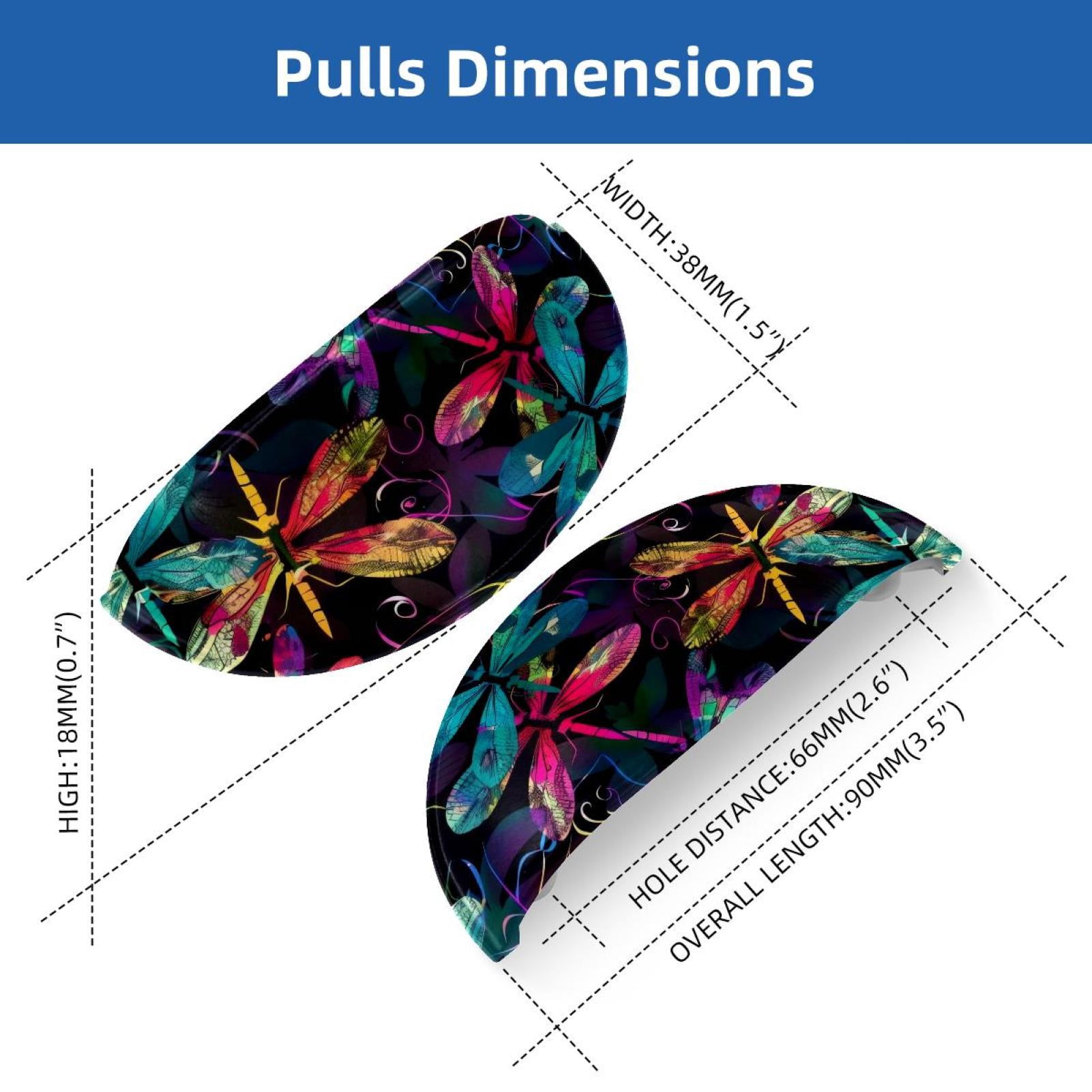 PhooArto 6 Pcs Cup Drawer Pulls, Dark Colorful Dragonfly Pattern Shell Shape Handles Cabinet Knobs for Dresser Cupboard Closet Wardrobe with Screws