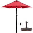 thumbnail image 2 of Topeakmart 7.5ft LED Patio Market Umbrella with 18 LED Solar Lights + 26.5lb 18'' Patio Umbrella Base, Red, 2 of 19
