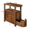 thumbnail image 6 of Finmind Solid Wood End Table with 2 Drawers, Fully Assembled Narrow Side Table, Slim Nightstand for Bedroom, Small Spaces, Living Room, Walnut Brown, 6 of 10