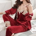 thumbnail image 3 of BONIXOOM Pajamas For Women Family Christmas Pajamas Matching Sets Sleepwear Drawstring Long Sleeve Sleep Pants Solid Red M, 3 of 5