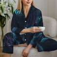 thumbnail image 6 of Fotbe Ice blue light spot jellyfish Pattern Long Sleeve Pajama Set for Women,Sleepwear Set,2-piece Loungewear Set,Soft PJs Comfy Nightwear with Pockets -Small, 6 of 7