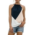 thumbnail image 2 of Gvmfive Women Colorblock Sleeveless Tank Tops Halter Neck Lace Up T Shirt, 2 of 5