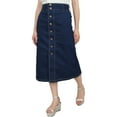 thumbnail image 3 of Bimba Women's Mid-Calf A-Line Denim Skirt Elastic Waist Casual Summer Wear-S, 3 of 6