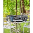 thumbnail image 3 of nqOlkjepod Farmhouse Black White Striped Outdoor Tablecloth with Umbrella Hole & Zipper, Modern Stripes Round Table Cover 54 Inch, Dining Waterproof Table Cloth Protector for Patio/Party/Picnic, 3 of 7