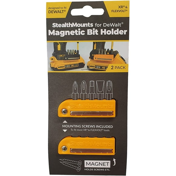 StealthMounts Yellow Magnetic Bit Holder for Dewalt XR & Flexvolt Tools (2 Pack)