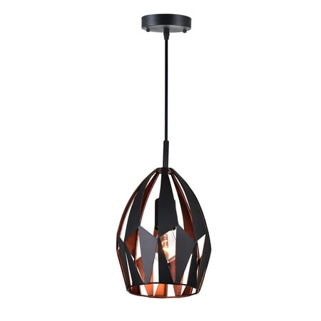 

1 Light Down Mini Pendant with Black+Copper Finish