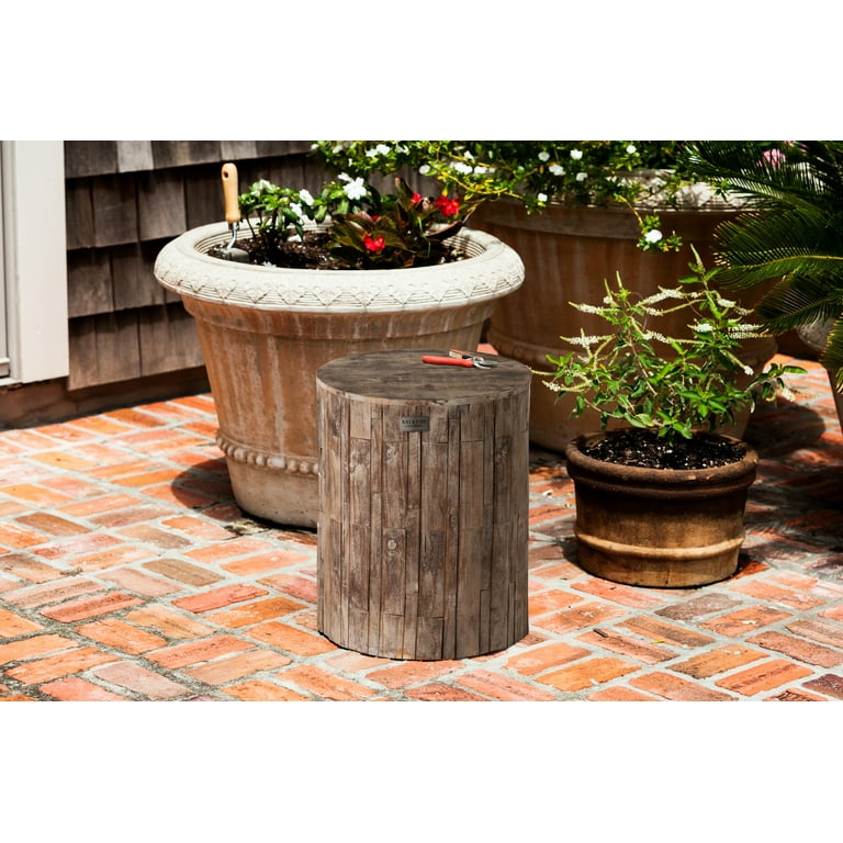 Balkene Home Elyse Round Rustic Garden Stool Wood Outdoor Seating