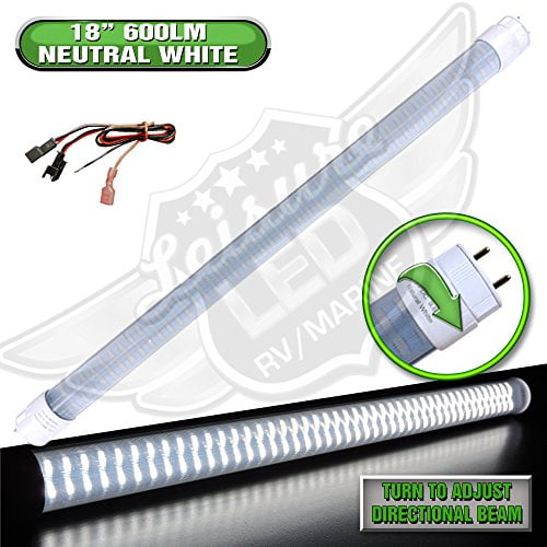 Rotatable 17-3/4" pin to pin -Daylight 5500K-18" Details about   12V RV-LED F15T8 Tube Light -7W 