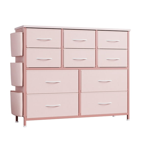 10-Drawer Fabric Dresser with Side Pockets & Hooks - Storage Organizer for Bedroom, Living Room & Hallway