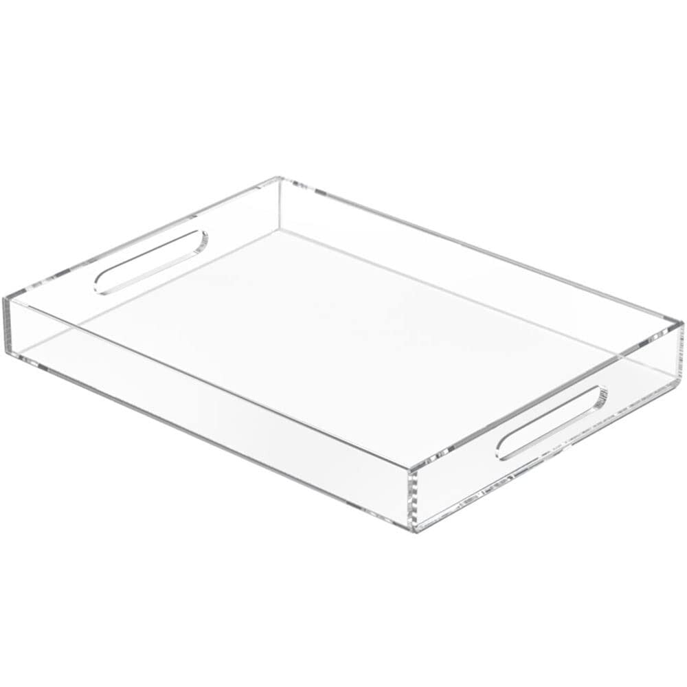 NIUBEE® Clear Serving Tray 12x16 Inches Spill Proof Acrylic Decorative Tray Organiser for