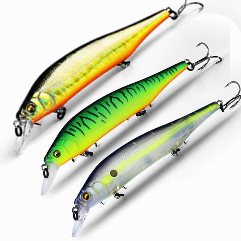 3PCS BEARKING 115mm 15g  Weight System Top Fishing Lures Minnow Crank Wobbler Quality Fishing Tackle Hooks For Fishing