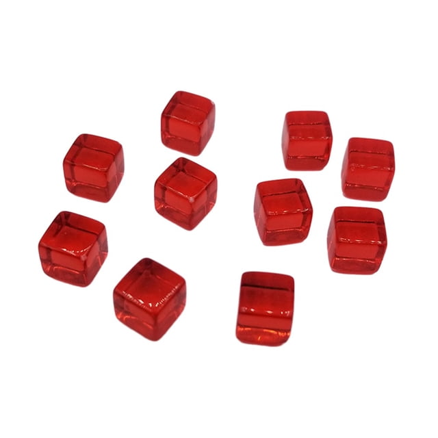SPRING 200Pcs/Set 8mm Transparent Square Corner Cube Colorful Clear Solid Color Dice Chess Piece Right Angle For DIY Board Game red