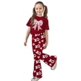 thumbnail image 3 of WOYY Girls Outfits Casual Bow Short Sleeve T-Shirt with Flare Pants, Sizes 7-13, 3 of 3