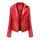 thumbnail image 1 of Chaqueta de Cuero para mujer zhaocheng Moto Biker Negro Rojo otoño, 1 of 3