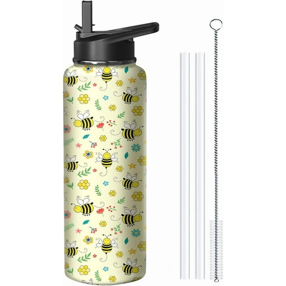 32oz Cat Themed Insulated Water Bottle with Handle & Straw, Stainless Steel Travel Tumbler for Coffee & Drinks, Gift for Women - Mother''s Day, Christmas