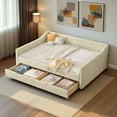 thumbnail image 3 of Dovelina Full Size Upholstered Tufted Sofa Bed with Drawers, Beige, 3 of 9