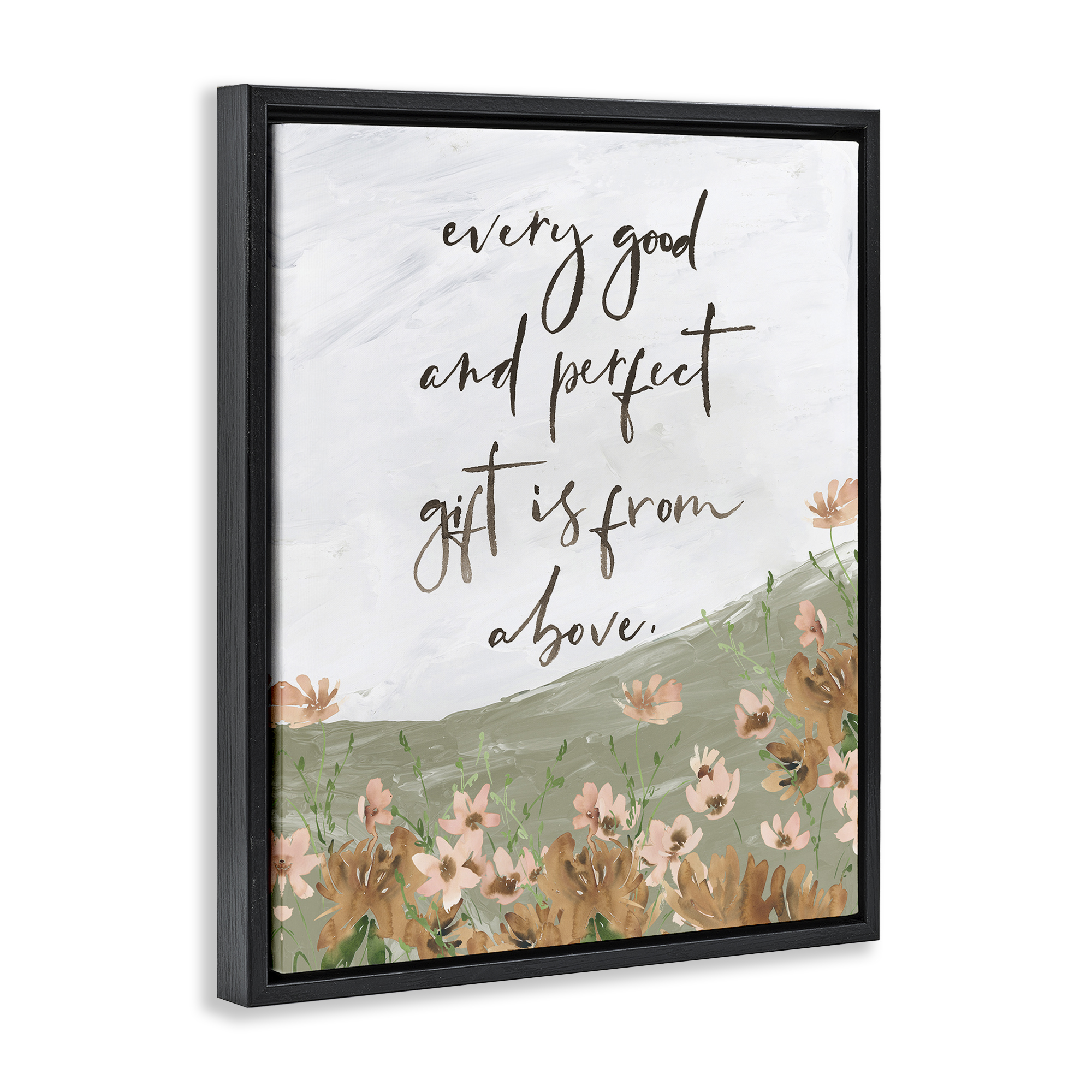Stupell Industries Gifts From Above Religious Painting Black Floater Framed Art Print Wall Art, 25 x 31