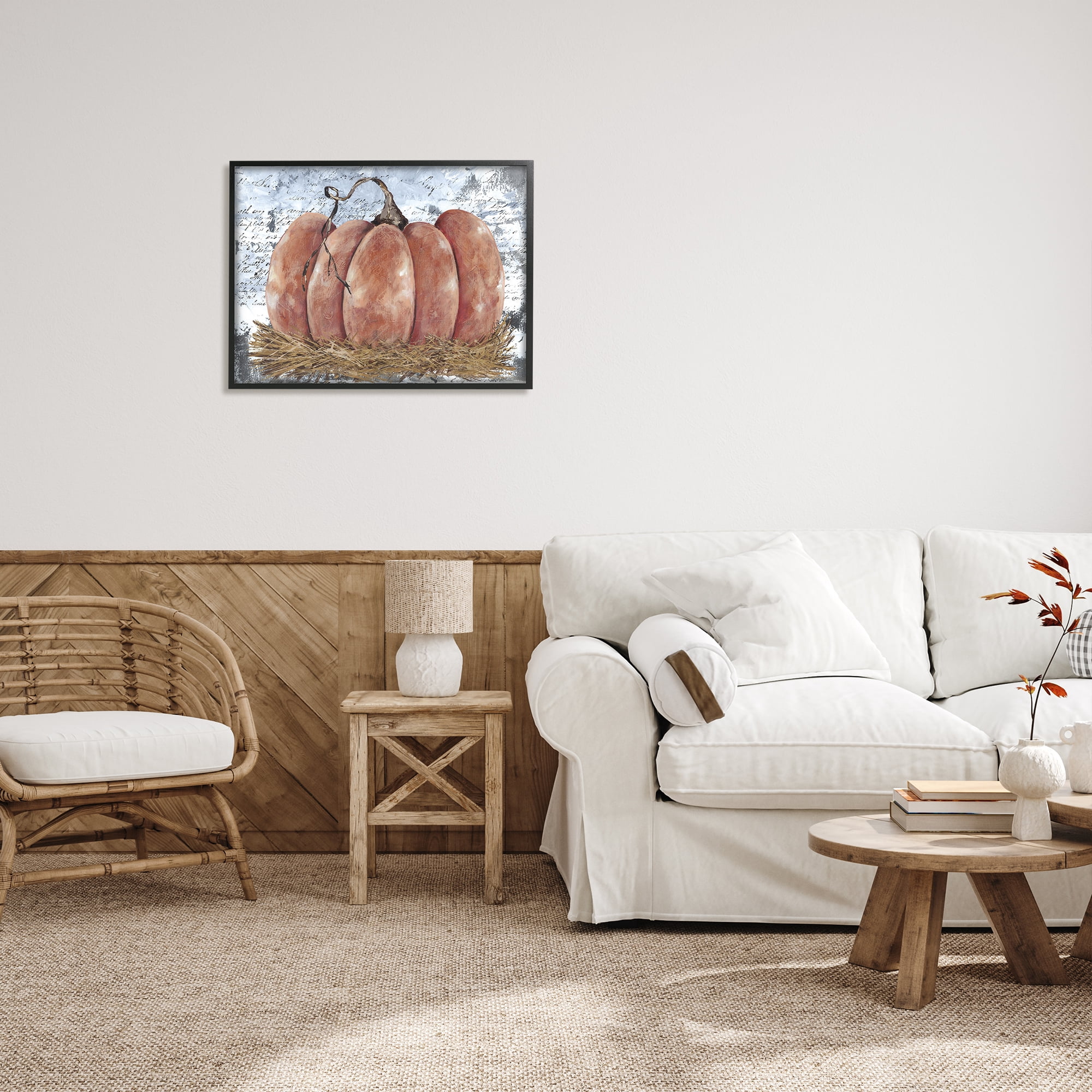 Stupell Industries Abstract Pumpkin Collage Abstract Painting Black Framed Art Print Wall Art, 30 x 24