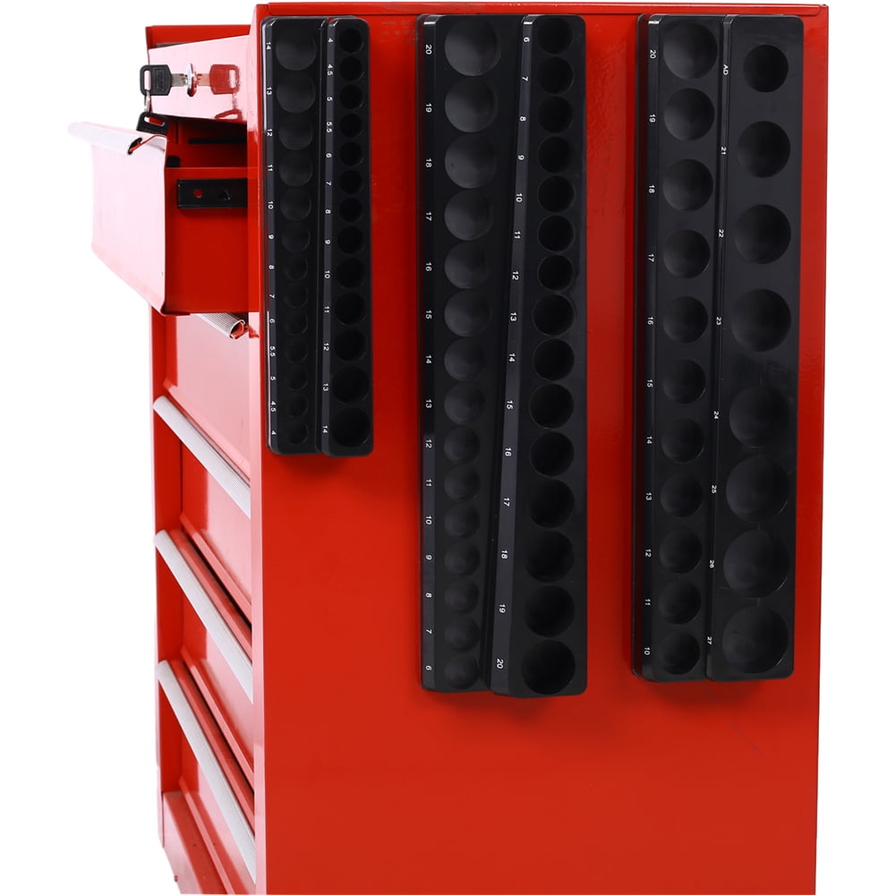 3 Piece Magnetic Socket Organizer Set, 1/2", 1/4" and 3/8" Socket Holder Kit, Attaches to Steel Box / Tool