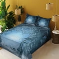 thumbnail image 2 of Ambesonne Scenery Fitted & Top Sheet Set with Shams, Foggy Palace, Navy Blue and Grey, 2 of 5