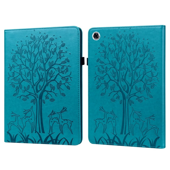 TOP SHE Case for (10.1 Inch) Lenovo Tab M10 HD 2nd Gen (Model TB-X306X /TB-X306F) - Synthetic Leather Protective Case Lightweight Slim Thin Cute Tree Pattern Stand Case with Card Holder (Blue)