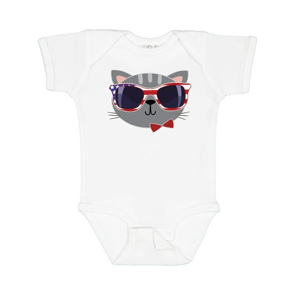 Inktastic 4th of July Girl Patriotic Cat Boys or Girls Baby Bodysuit