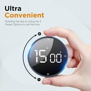YMWVH Magnetic Pomodoro Kitchen Timer, Countdown Countup with Large LED Display, 3 Preset Times, 3 Adjustable Volume Levels, 1 Pack, Black